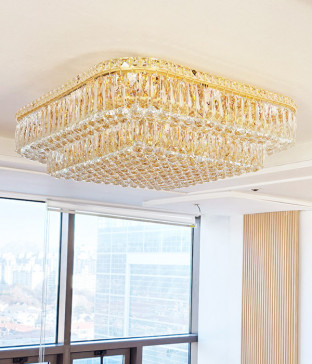 밍크골드 사각 17등 대형 크리스탈거실등 거실전등